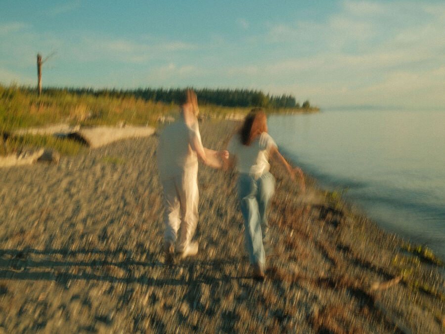 Couple on a Pacific Northwest shoreline